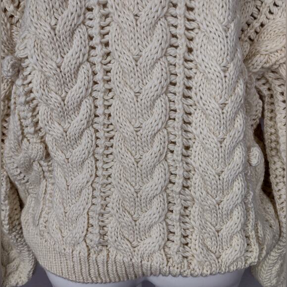 Ulla Johnson Lilo Cardigan Merino Wool Baby Llama Cable Sweater Creme Size Large - Picture 14 of 15